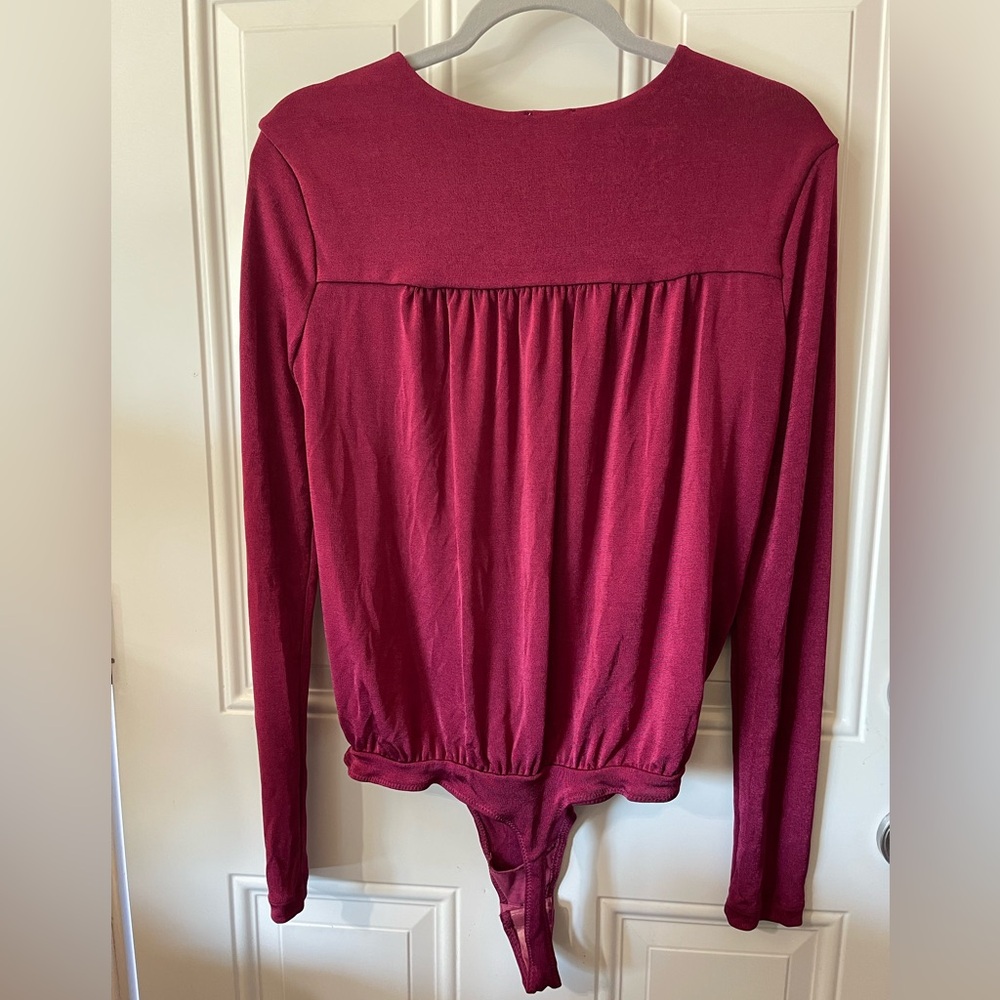 Free‎ People Deep Red Wrap Bodysuit - Picture 4 of 4